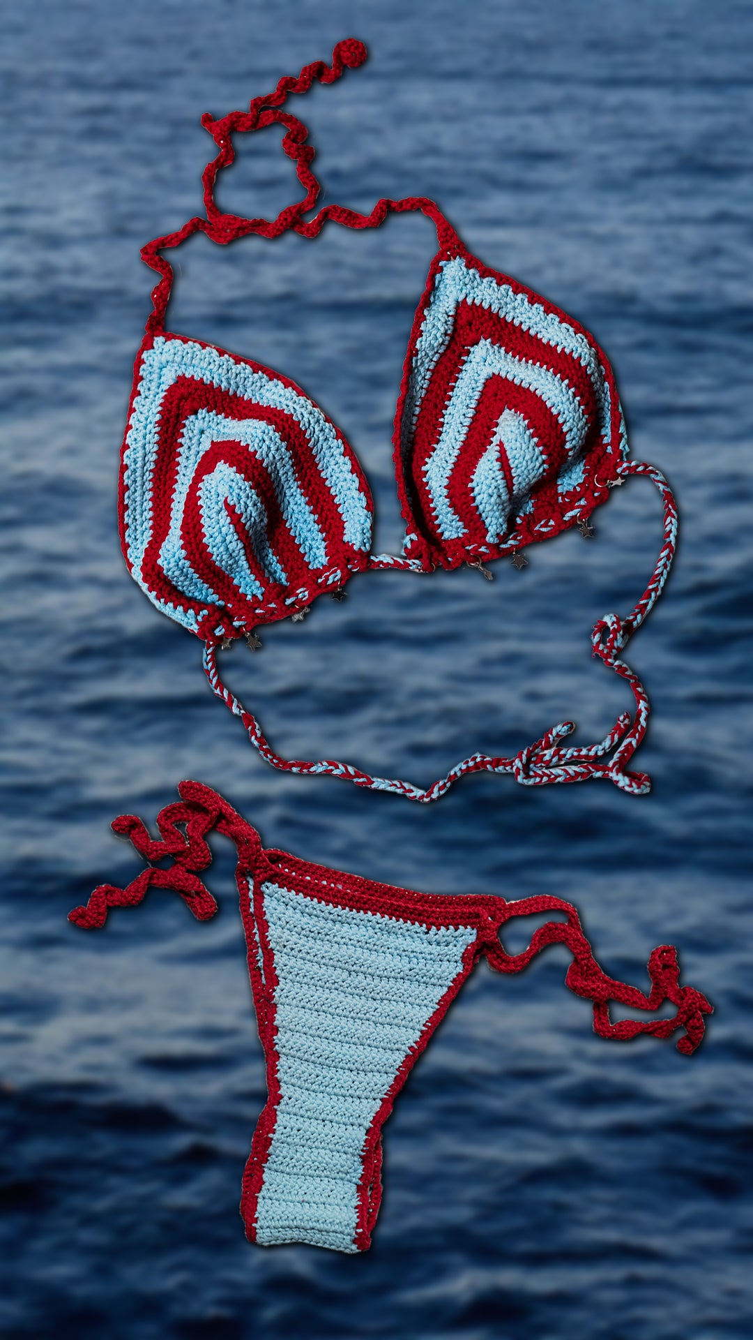 Stegle SuperStar Crochet Azzurro/Rosso - pezzo sopra-